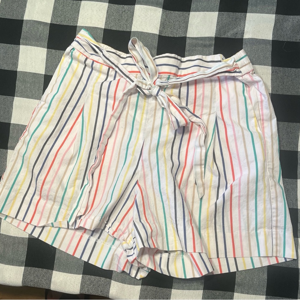 J. Crew Rainbow Stripe Paperbag Tie  High Waist Shorts Women’s 6